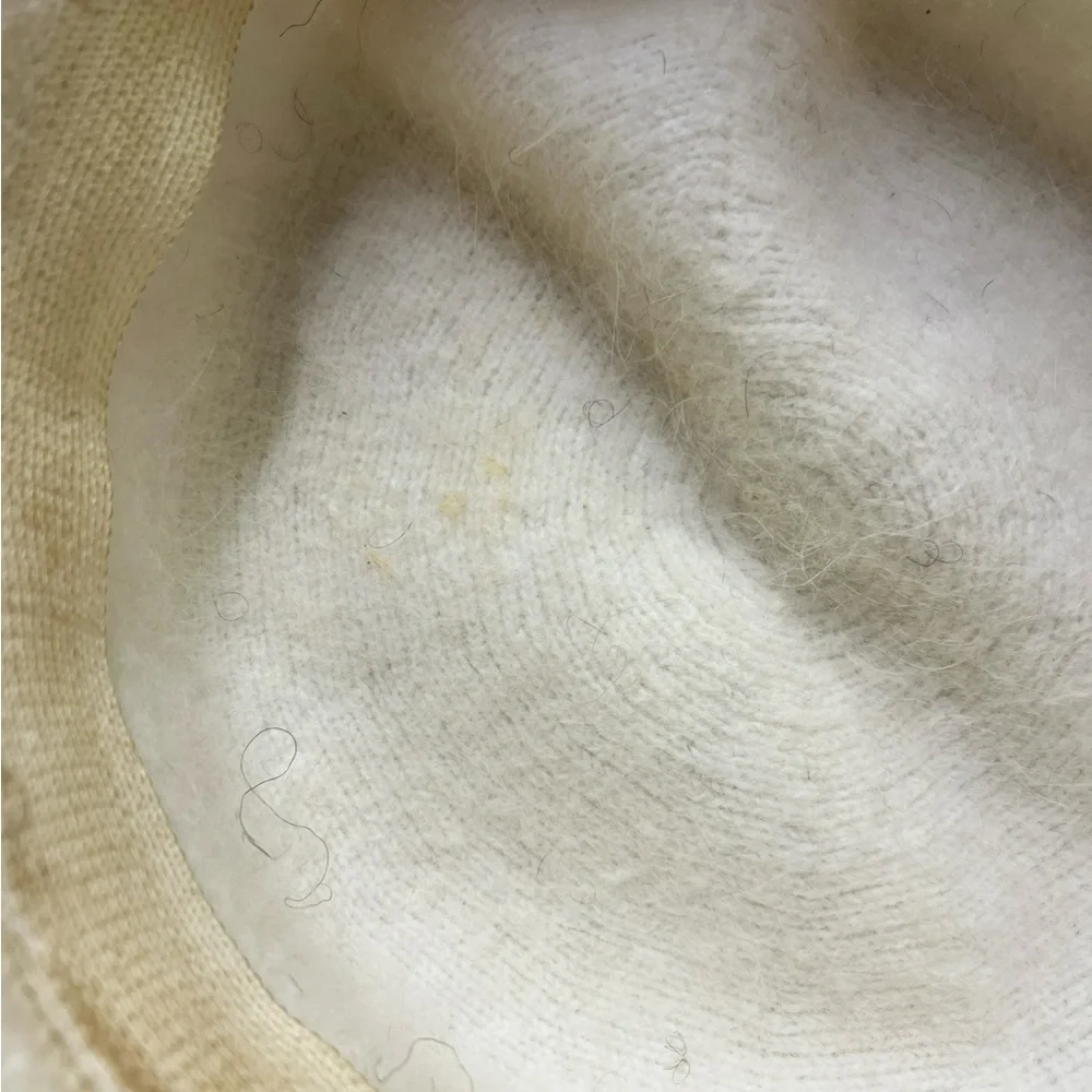 Angora Fur Hat with Satin Ribbon Cream